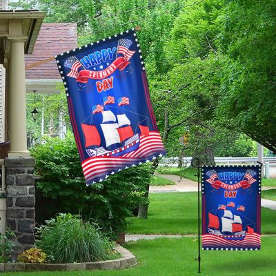 Alternative view of Happy Columbus Day Garden Flag - House Flag - Wall Flag - Columbus Day Party Decorations