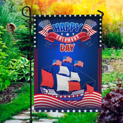 Happy Columbus Day Garden Flag - House Flag - Wall Flag - Columbus Day Party Decorations