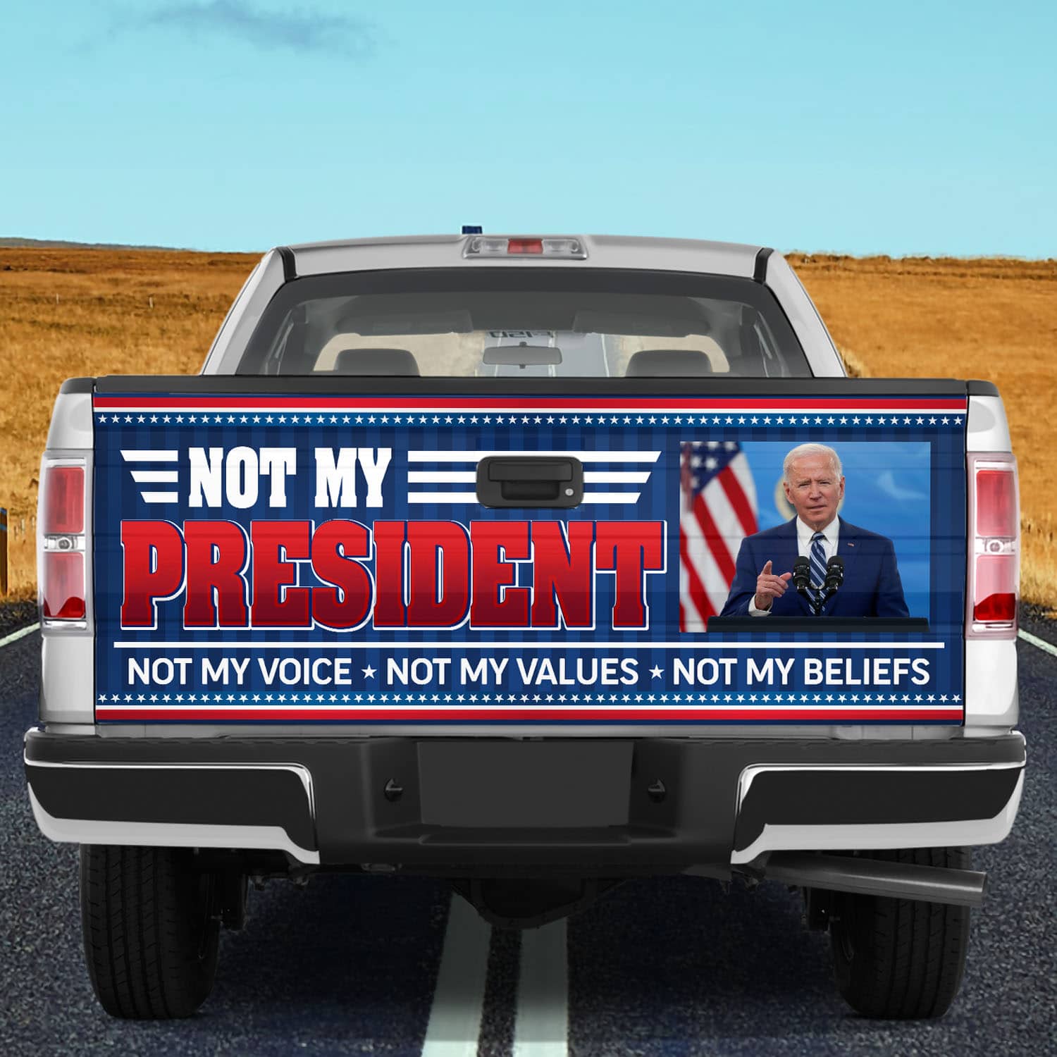 thumbnail interactive-video image 1 of "Not My President" Voice Values Beliefs Bumper Sticker – Matte Vinyl, Made In USA 1 of 3
