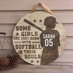 11Th. Born With Softball In Their Souls Door Sign Mockup 4