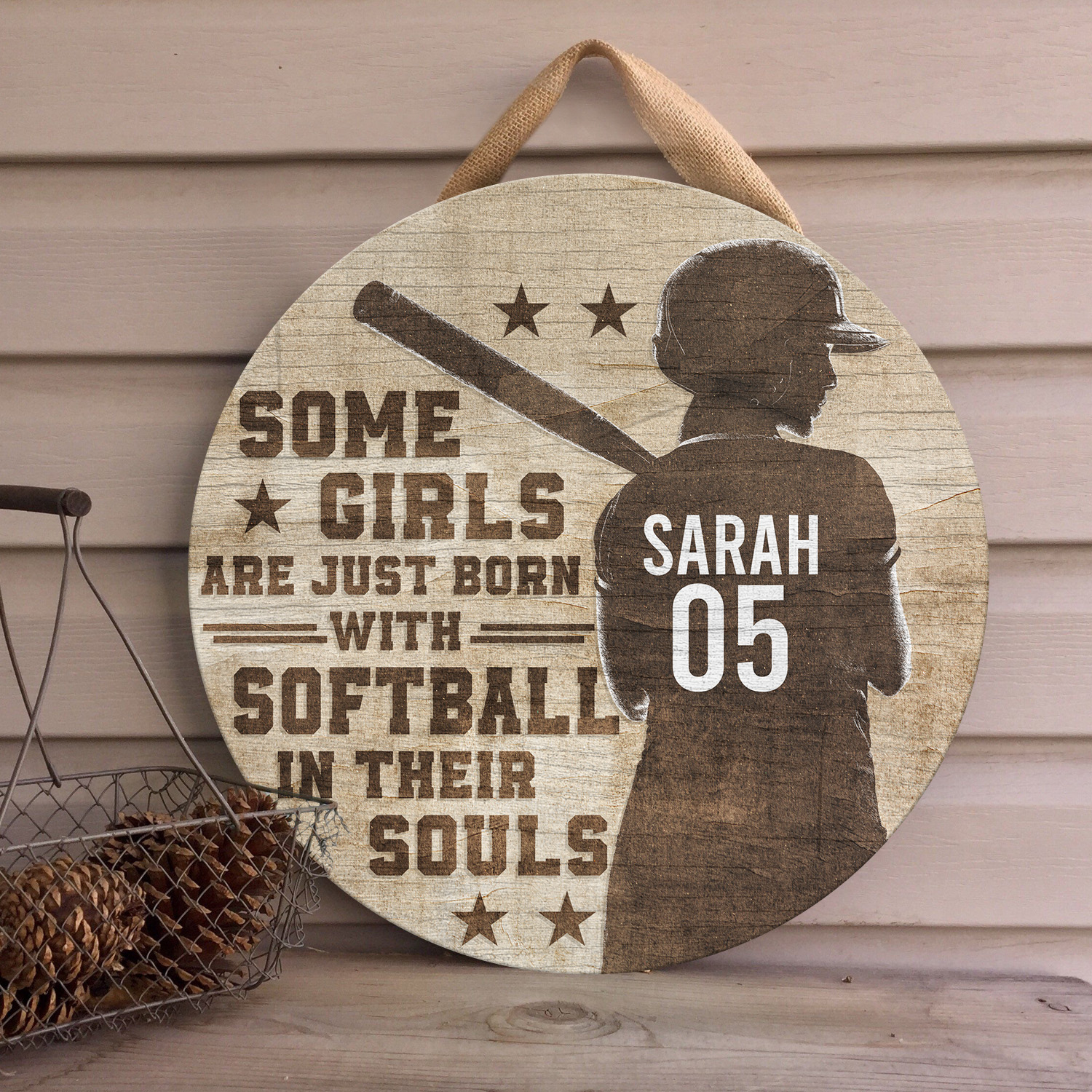 11Th. Born With Softball In Their Souls Door Sign Mockup 4