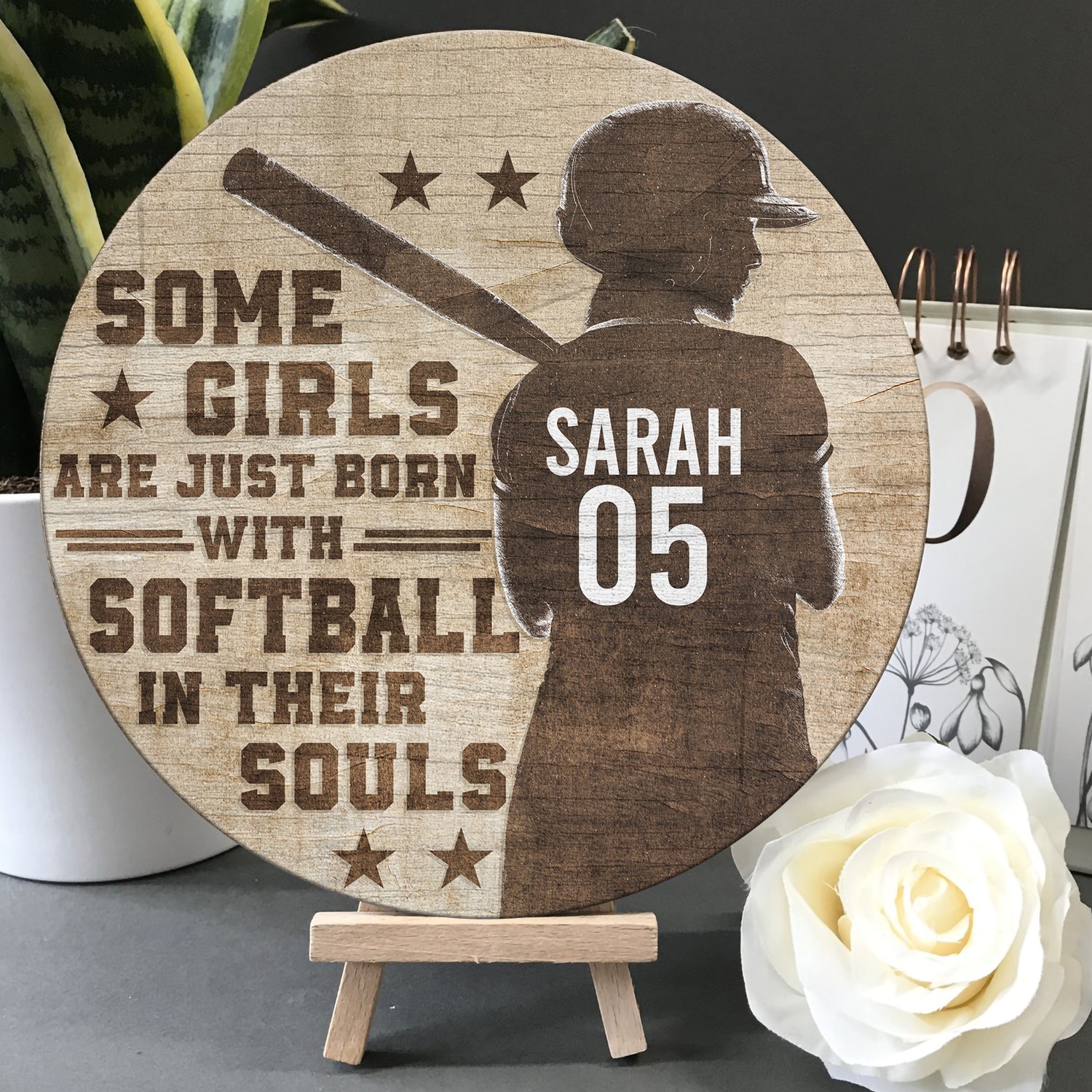 11Th. Born With Softball In Their Souls Door Sign Mockup 5