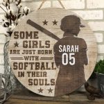 11Th. Born With Softball In Their Souls Door Sign Mockup 6