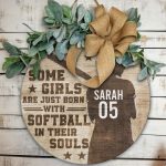 11Th. Born With Softball In Their Souls Door Sign Mockup 11