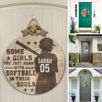 11Th. Born With Softball In Their Souls Door Sign Mockup 12