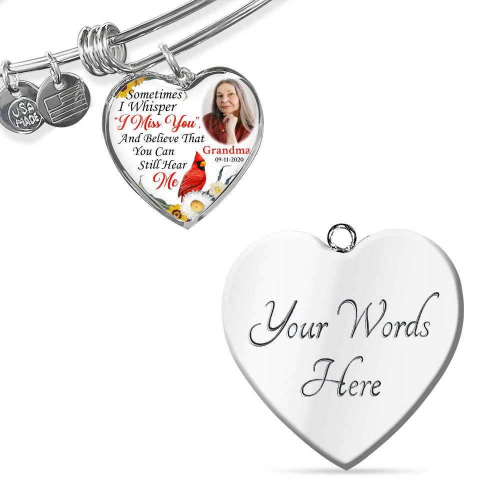 Sometimes I Whisper I Miss You And Believe That You Can Still Hear Me Custom Photo Heart Pendant Necklace