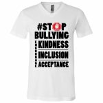 3Th. Stop Bullying (4), White, V-Neck T-Shirt