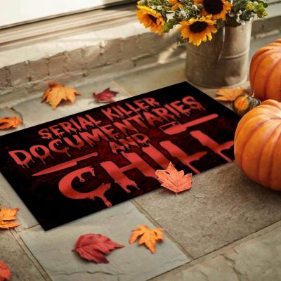Alternative view of Serial Killer Documentaries And Chill Halloween House Doormat - Outdoor Indoor Doormat