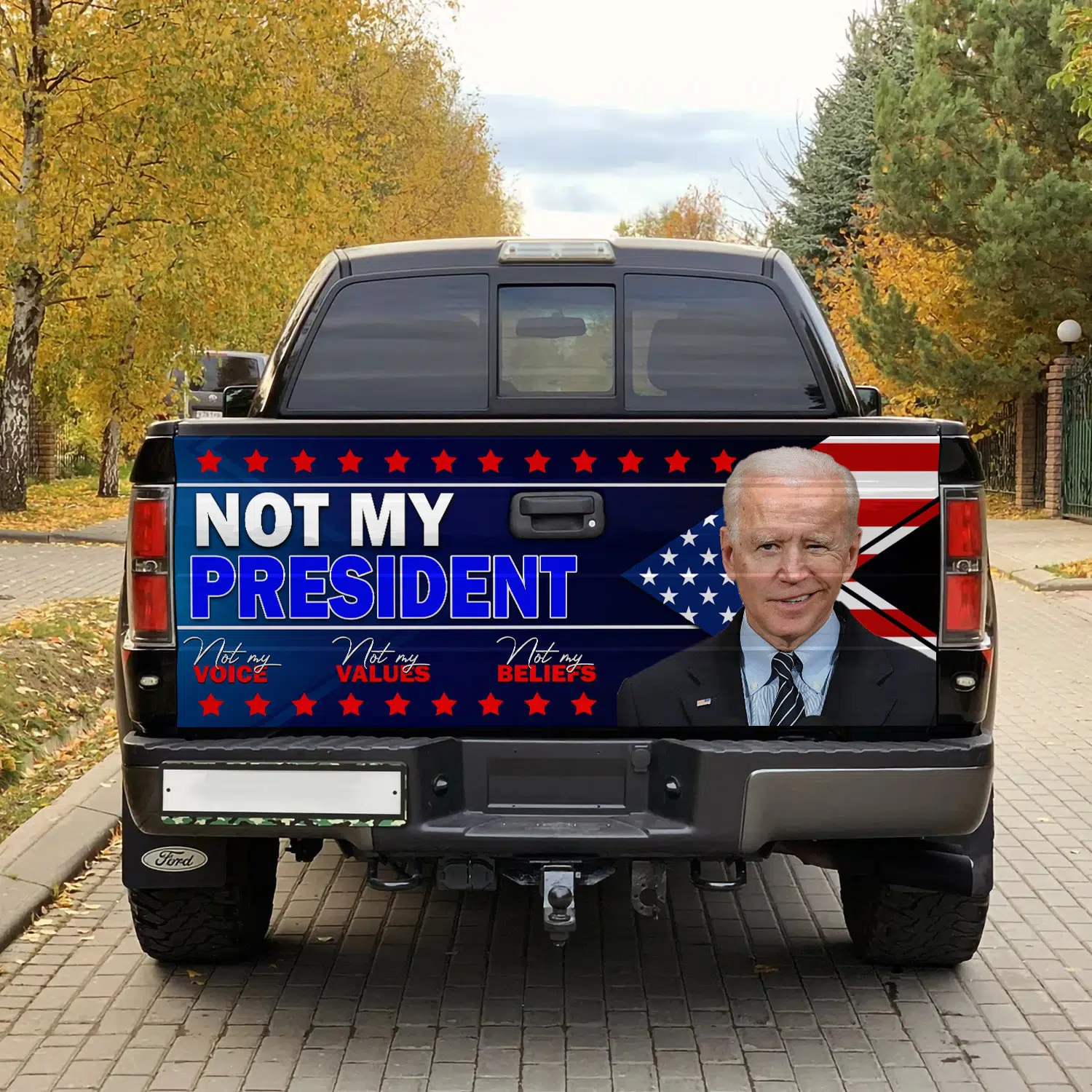 2KT. Biden Not My President Tailgate Wrap Mockup 1