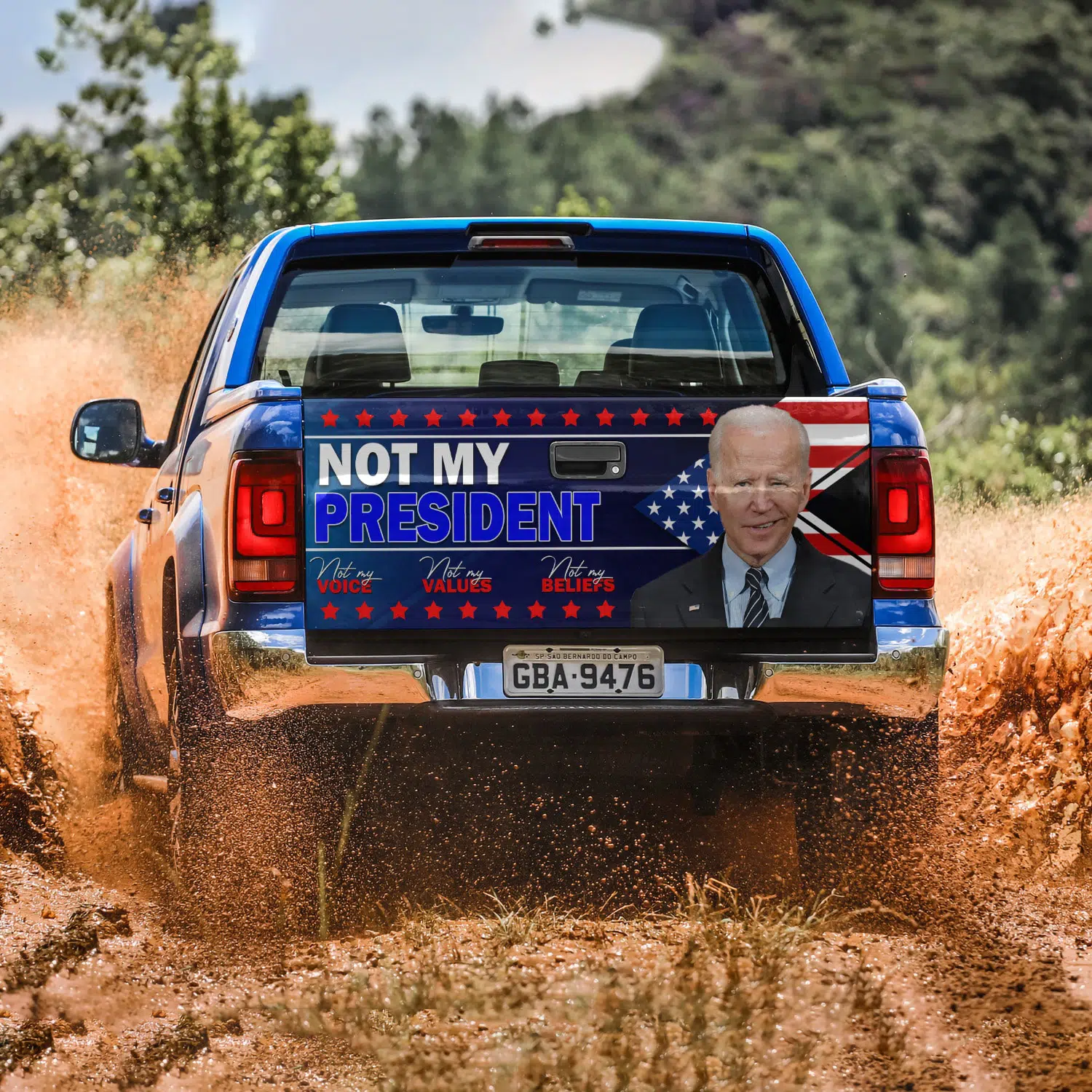 2KT. Biden Not My President Tailgate Wrap Mockup 3