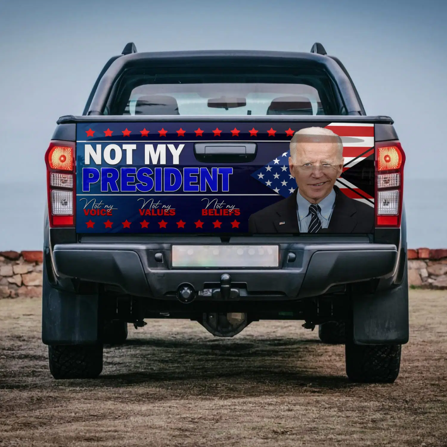 2KT. Biden Not My President Tailgate Wrap Mockup 4