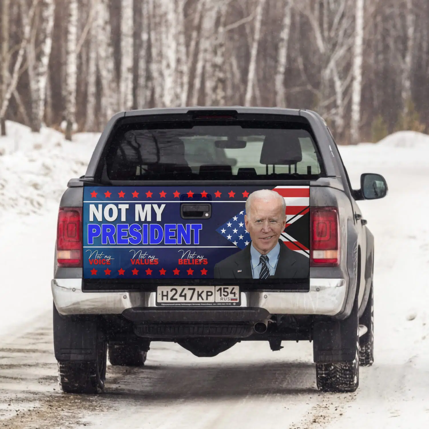 2KT. Biden Not My President Tailgate Wrap Mockup 6