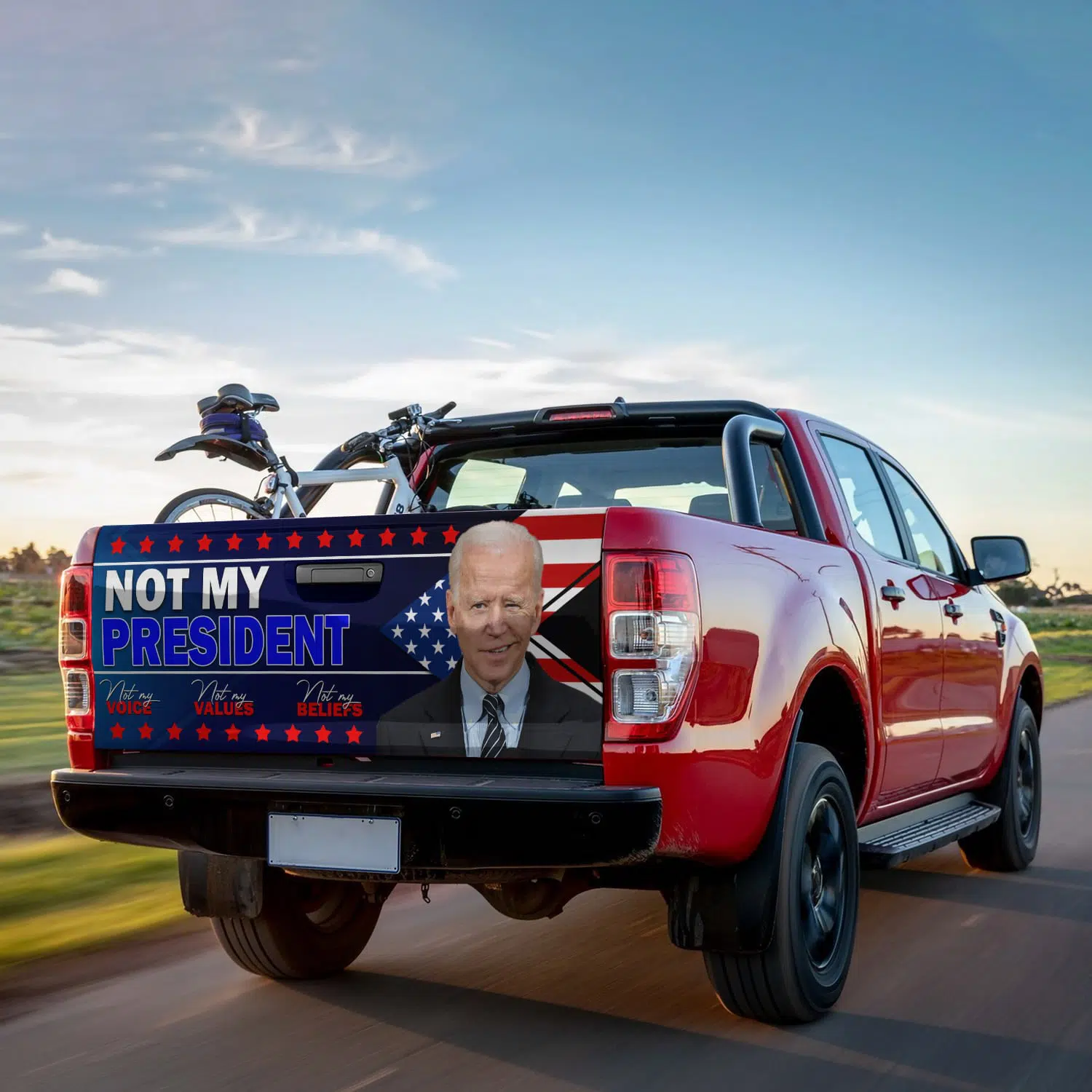 2KT. Biden Not My President Tailgate Wrap Mockup 9