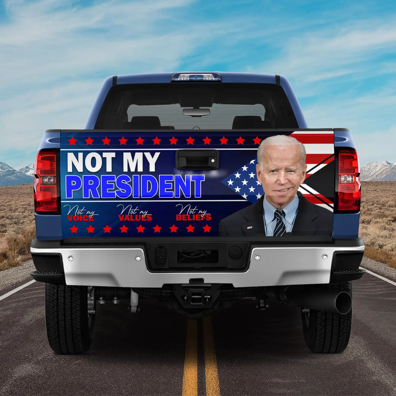 2KT. Biden Not My President Tailgate Wrap Mockup 11