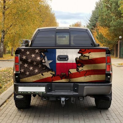 Alternative view of Proud US State Texas American Flag Truck Tailgate Decal Sticker Wrap - Patriotic Texas Strong American Vinyl Graphic Decal Bumper Sticker