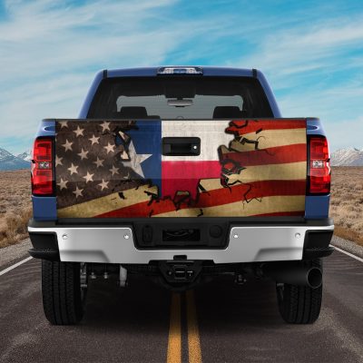 Proud US State Texas American Flag Truck Tailgate Decal Sticker Wrap - Patriotic Texas Strong American Vinyl Graphic Decal Bumper Sticker