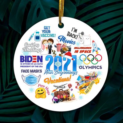 2021 New Beginnings Funny 2021 Pandemic Christmas Circle Ornament - 2021 Vaccine Ornament