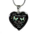 I Have Two Guardian Angels Watching Over Me In Heaven I Call Them Mom And Dad Butterfly Memorial Heart Pendant Necklace