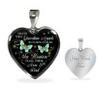 I Have Two Guardian Angels Watching Over Me In Heaven I Call Them Mom And Dad Butterfly Memorial Heart Pendant Necklace