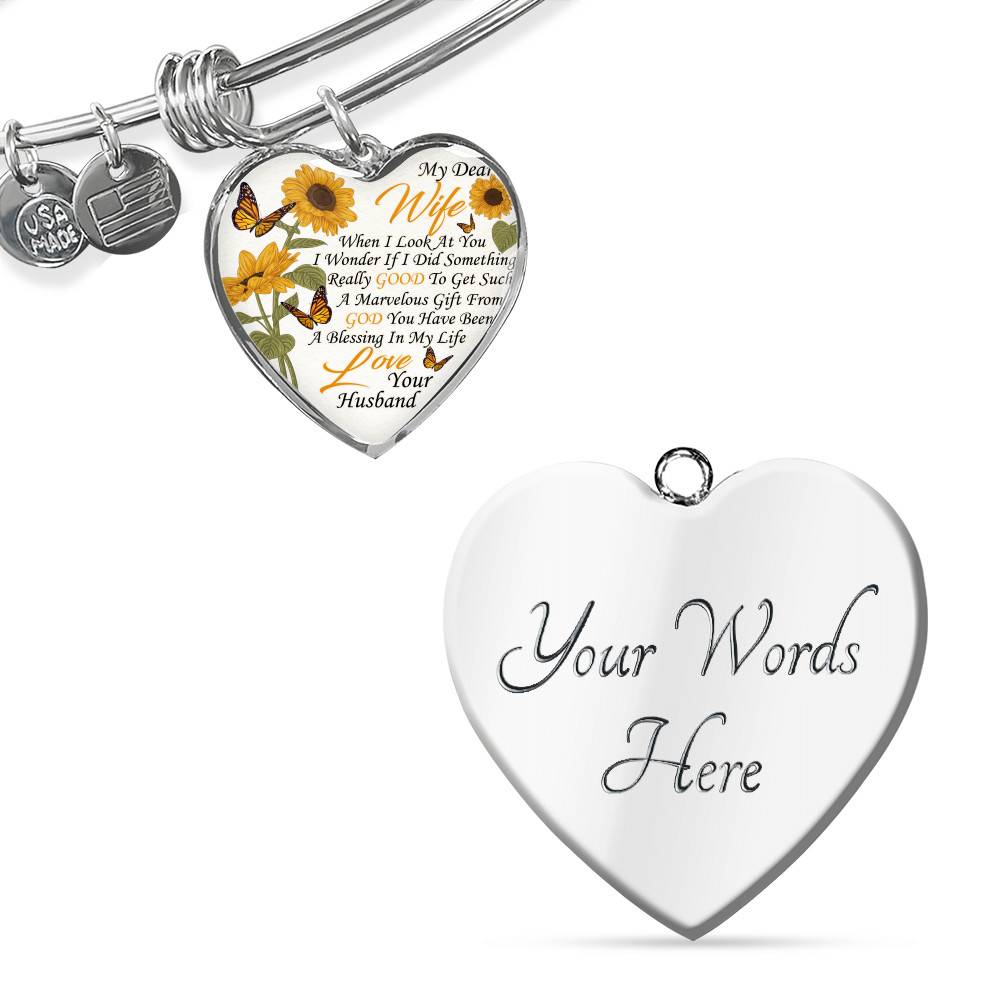 My Dear Wife When I Look at You in Wonder If I Did Something Really Good From Husband Heart Pendant Necklace