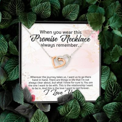 Promise Necklace For Girlfriend From Boyfriend Interlocking Hearts Pendant Necklace - Anniversary Gifts