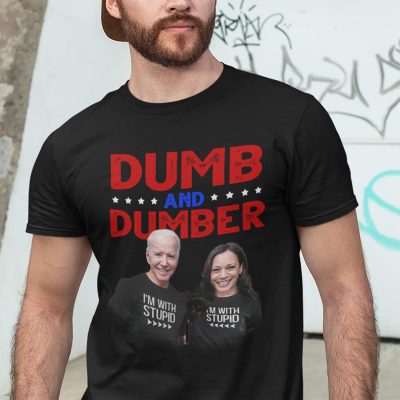 Alternative view of Dumb And Dumber I'm With Stupid Biden Harris T-shirt - V-neck Tee - Funny Political Anti Joe Biden Shirt