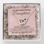 To My Beautiful Daughter You Are My Greatest Gift Interlocking Hearts Pendant Necklace - Mom Daughter Jewelry - Interlocking Hearts Necklace