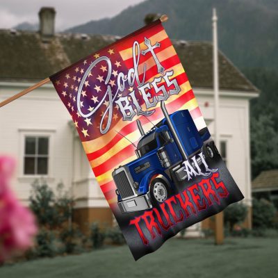 God Bless All Truckers Decorative Garden Flag - House Flag - Wall Flag - Gift For Truck Drivers
