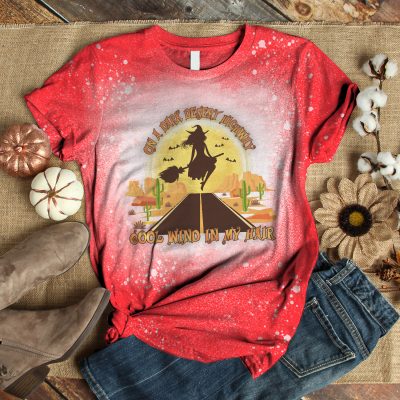Alternative view of On a Dark Desert Highway Cool Wind in My Hair Sublimation Bleached T-Shirt - Witch Bleach Shirt