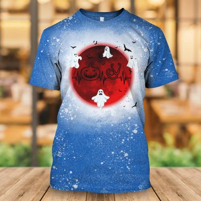 Alternative view of Funny Boo Boo Crew Halloween Nurse Ghost Sublimation Bleached T-Shirt - Nurse Pumpkin Halloween Bleached Shirt