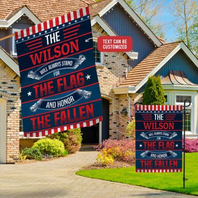 Alternative view of Personalized Family Name American Flag Stand For The Flag And Honor The Fallen Veteran Garden Flag - House Flag