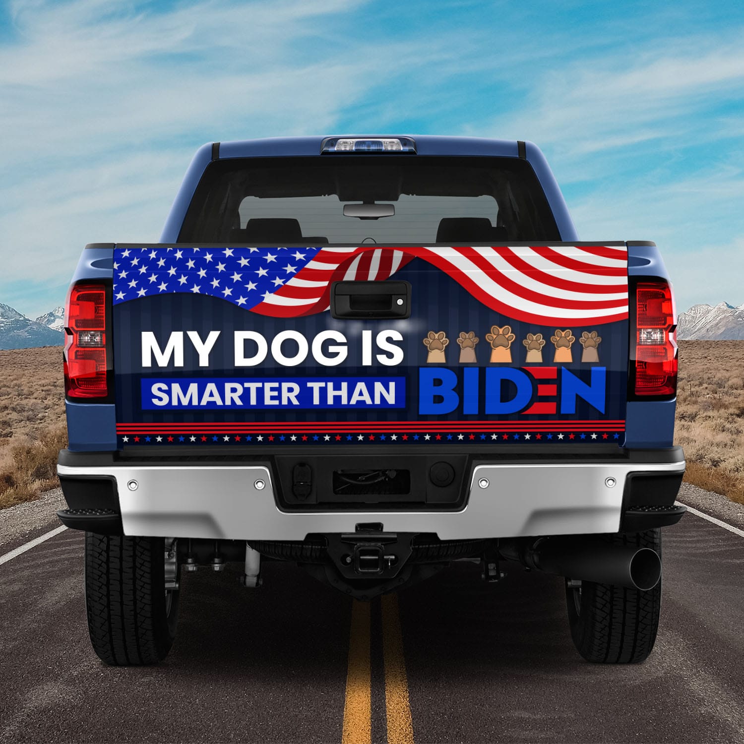 51 HG. Dog Better Than Biden Tailgate Wrap (6) Tailgate Wrap Mockup 11