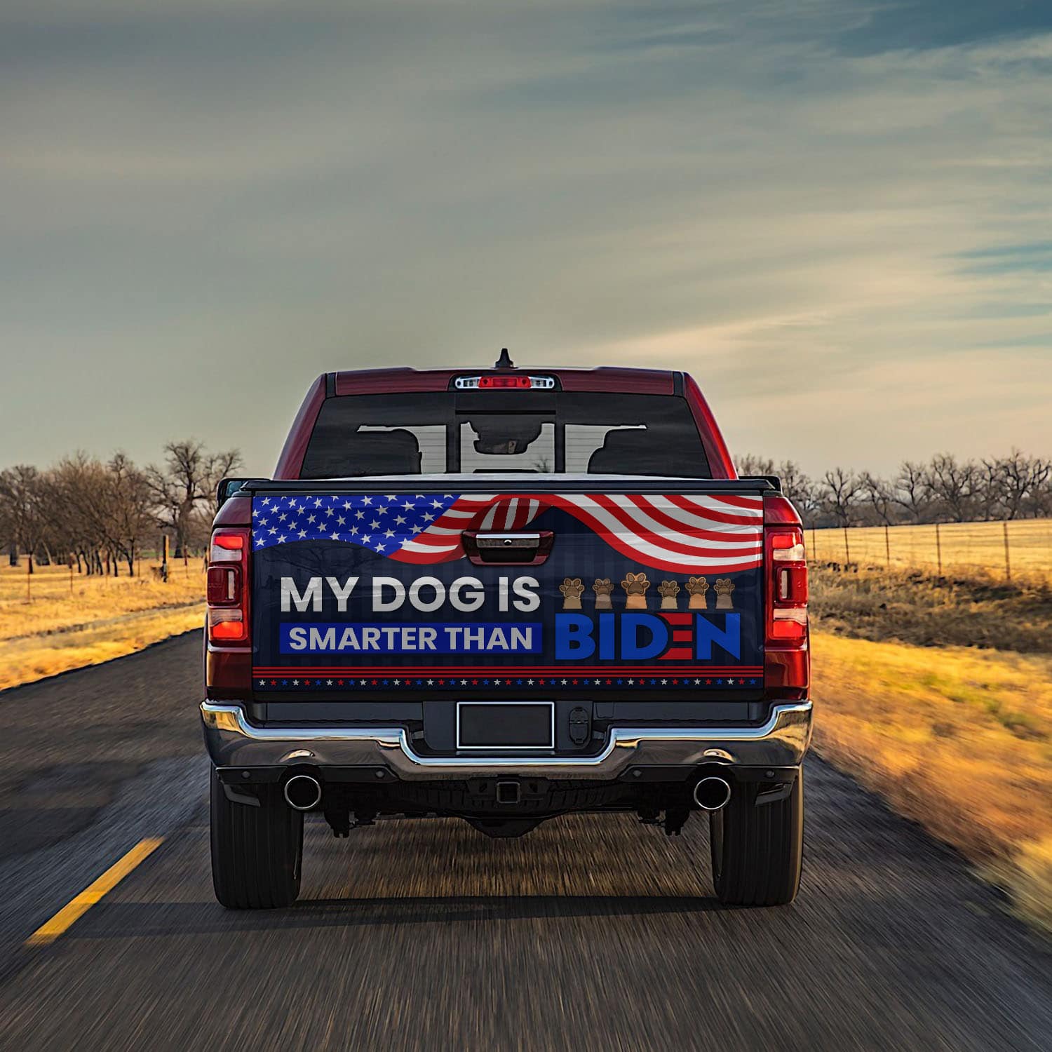 51 HG. Dog Better Than Biden Tailgate Wrap (6) Tailgate Wrap Mockup 13