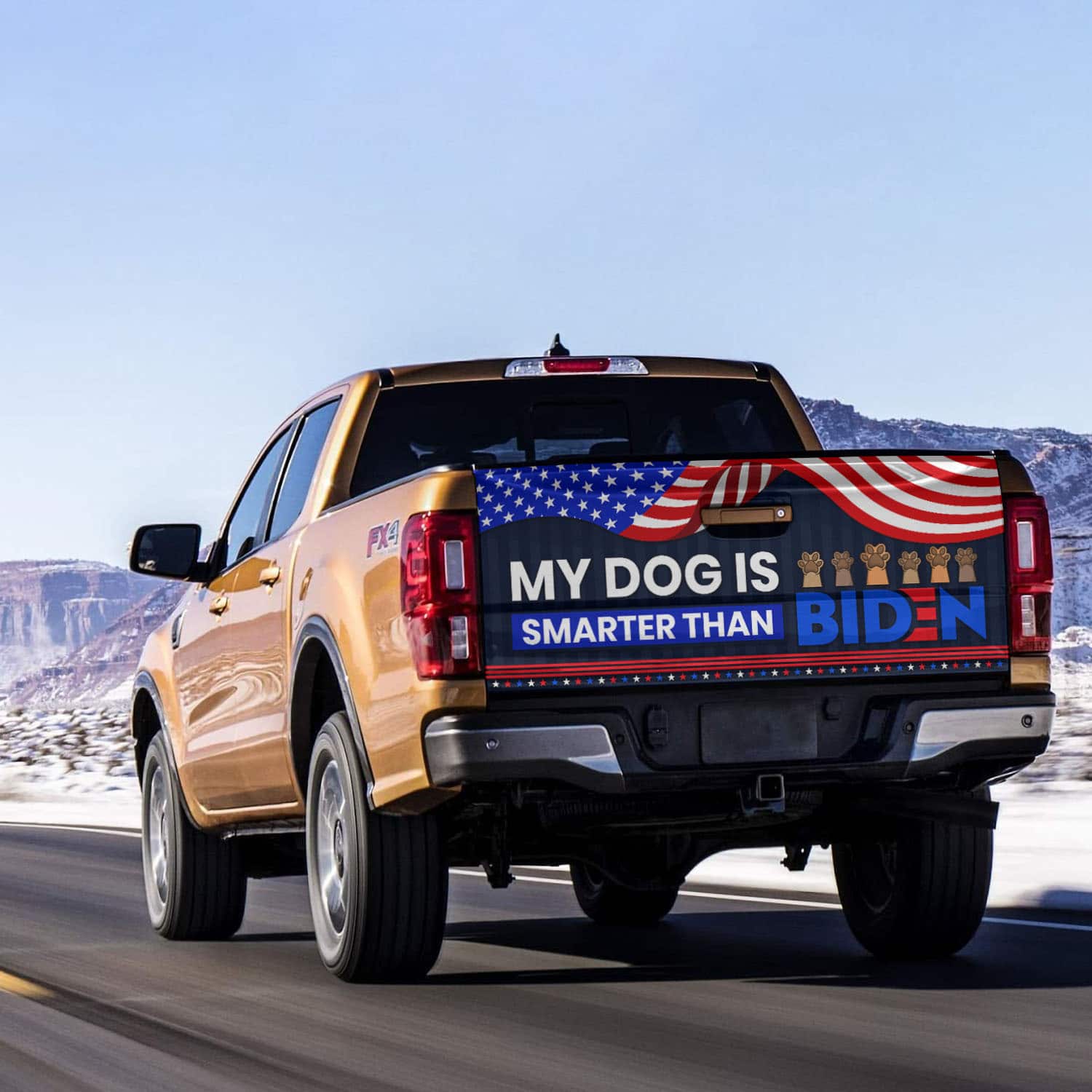 51 HG. Dog Better Than Biden Tailgate Wrap (6) Tailgate Wrap Mockup 14