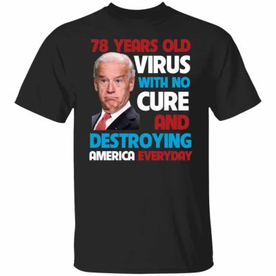 3VT. Biden 78 Years Old Virus, Black, Unisex T-Shirt