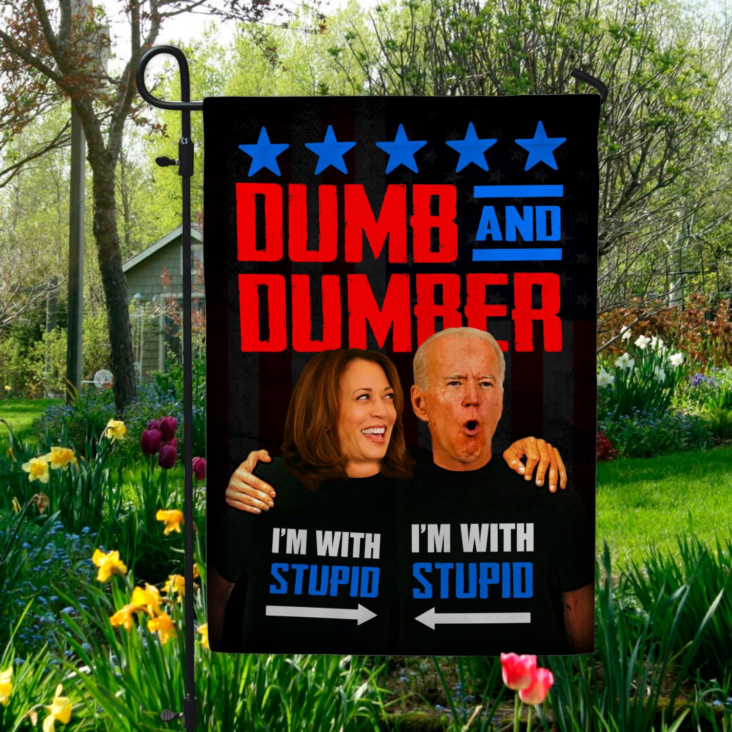 1VT. UU TIEN Dumb And Dumber Biden Harris flag Garden Flag Mockup 5