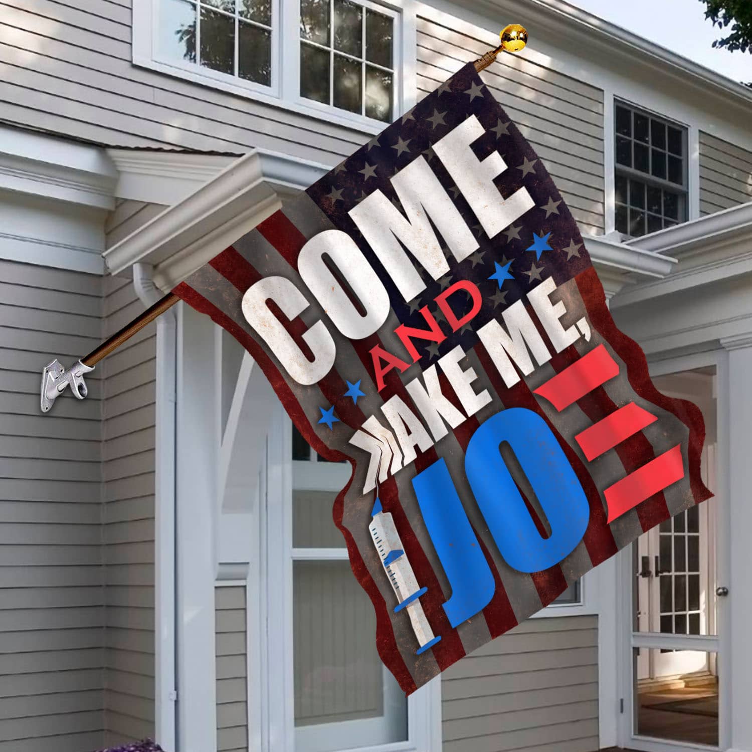 10VT. Come And Make Me Joe flag House Flag Mockup 6