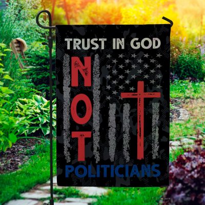 Vintage Cross American Flag Trust in God Not Politicians Decorative House Flag - Pro American Patriotic Garden Flag