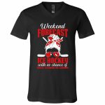 6Th. Weekend Forecast Ice Hockey(), Black, V-Neck T-Shirt
