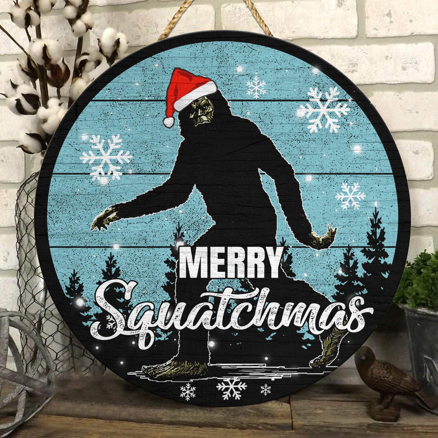 6TM. Merry Squatchmas - Doorsign Door Sign Mockup 6