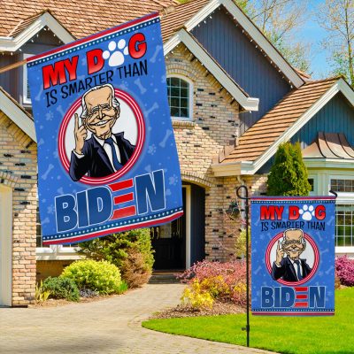 Alternative view of My Dog Is Smarter than Biden Funny Anti Biden Flag Outdoor Indoor Decorative Garden Flag - House Flag - Wall Flag