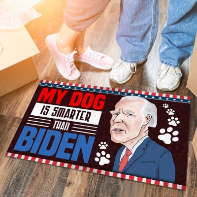Alternative view of My Dog Is Smarter than Biden Funny Anti Biden Doormat Entrance Indoor Outdoor Decorative Doormat