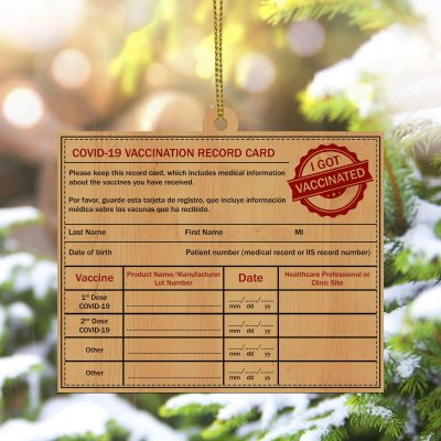 Covid-19 Vaccination Record Card Vaccine Passport Ornament Decorative Custom Shaped Wooden Christmas Ornament Keepsake