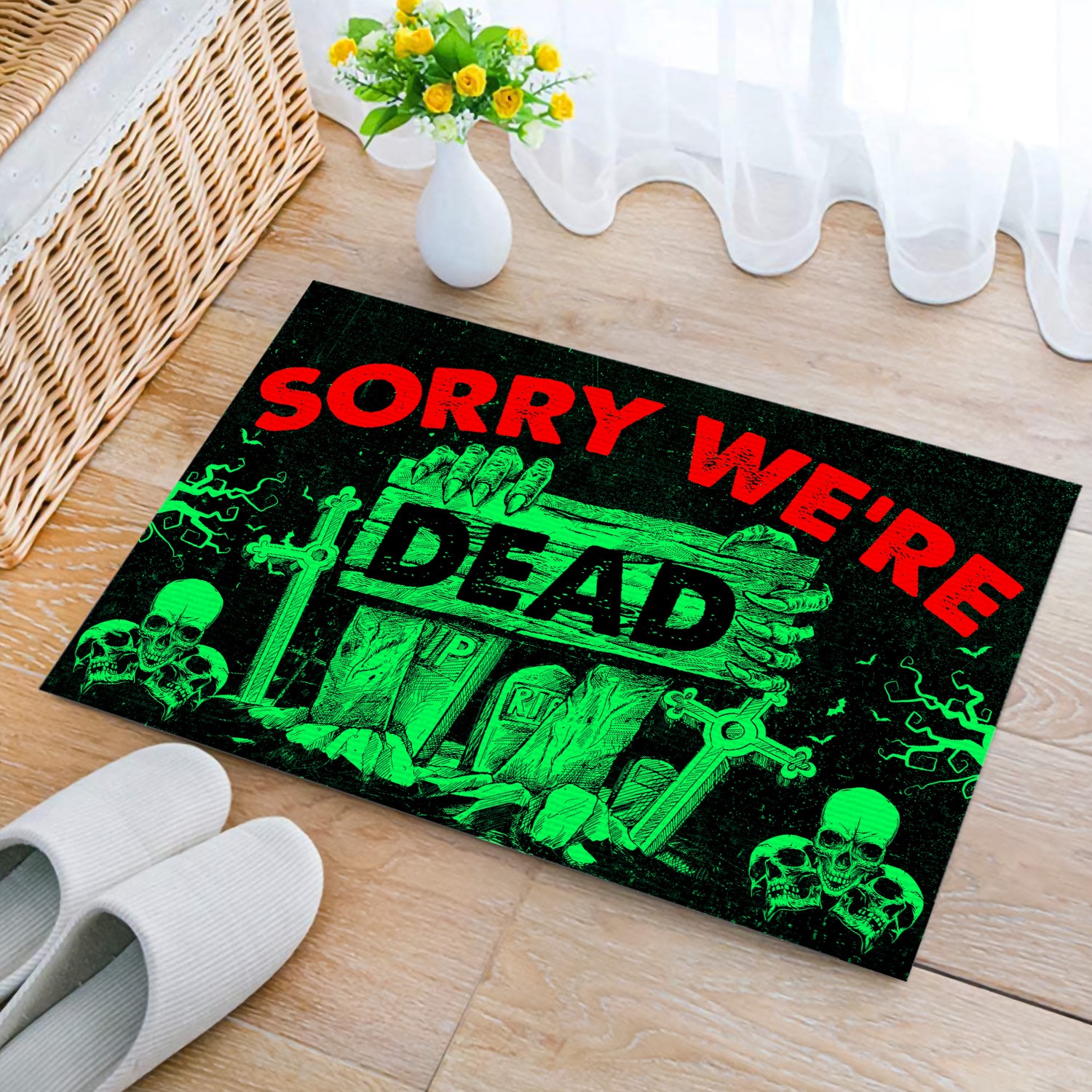 9Th. Sorry We're Dead(3) Doormat mockup 2