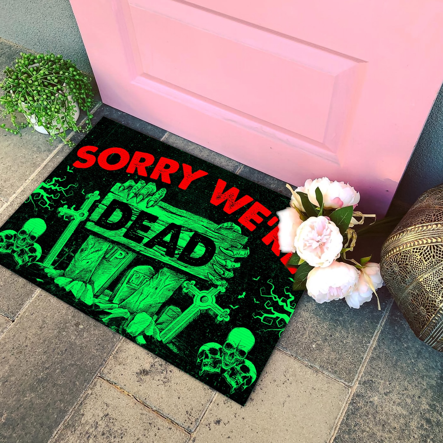 9Th. Sorry We're Dead(3) Doormat mockup 4