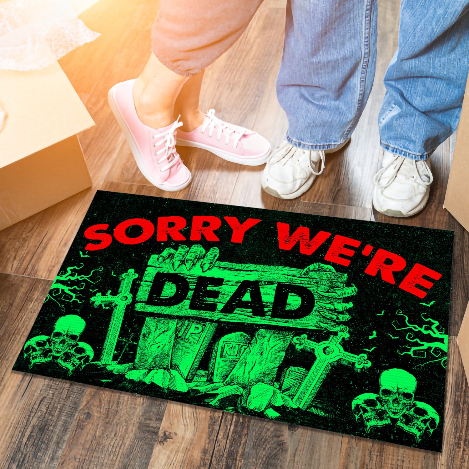 9Th. Sorry We're Dead(3) Doormat mockup 6