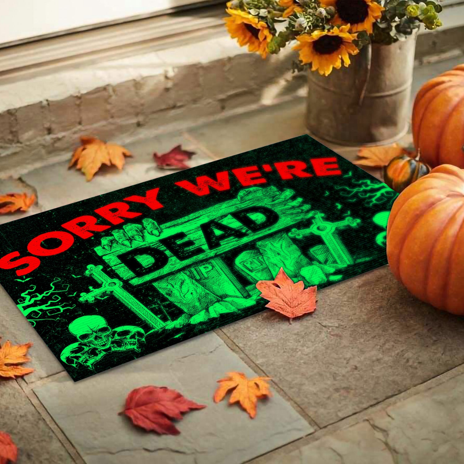 9Th. Sorry We're Dead(3) Doormat mockup 9