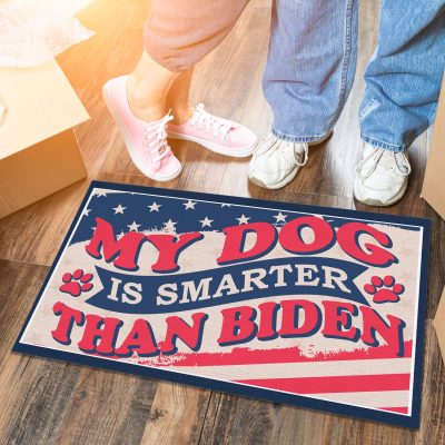 Alternative view of My Dog Is Smarter Than Biden Funny House Doormat - Anti Biden Outdoor Indoor Doormat