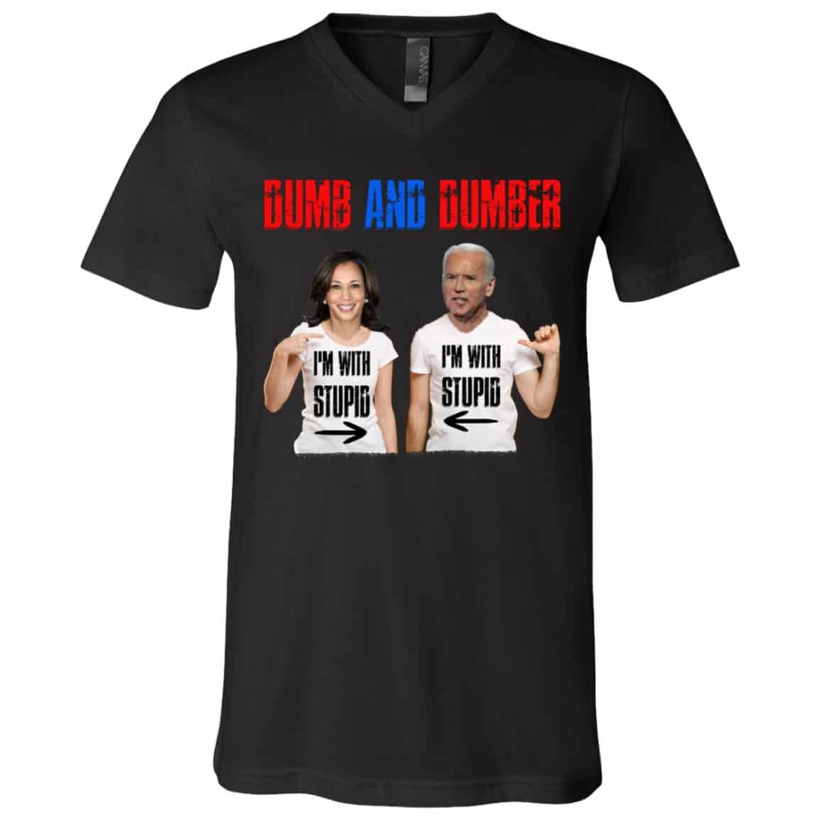 8TM uu tien. Dumb Dumber Biden Harris, Black, V-Neck T-Shirt