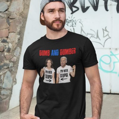 Alternative view of Biden Harris Dumb And Dumber I'm With Stupid T-Shirt - Funny Joe Biden Kamala Harris V-Neck Tee